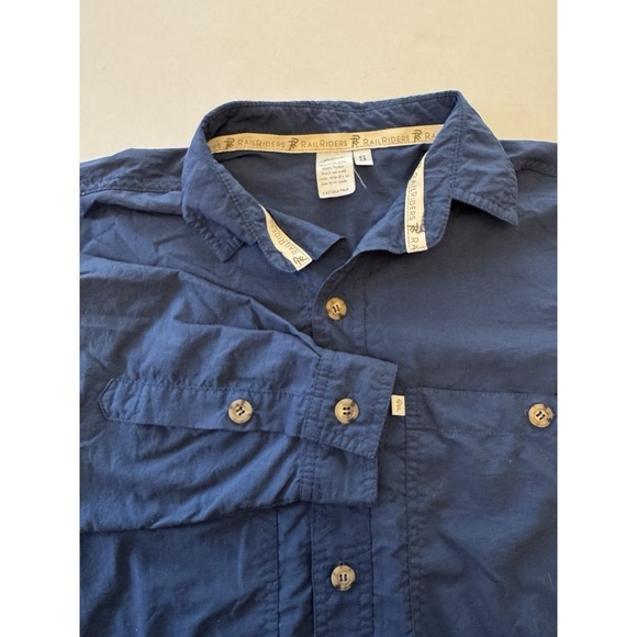 Rail Riders Other - Rail Riders Shirt Nylon Hiking Roll Tab L/S Button Up Blue‎ Mens Small